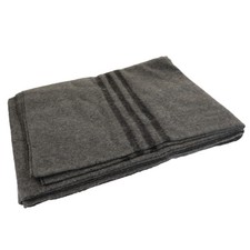 Authentic Rothco Grey Military-Style Heavyweight Wool Blanket with Stripes 