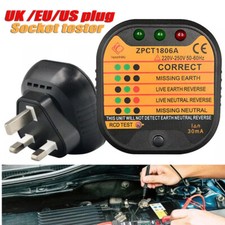 220V-250V 3 Pin Mains Socket Tester Polarity Test Electrical Safe Fault UK Plug