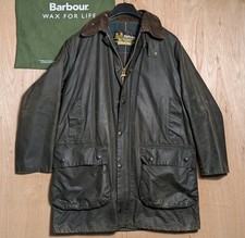 Barbour C40 102cm VGC Vintage Wax Jacket A40 NORTHUMBRIA Green 2 Crest 1980's