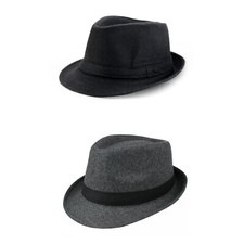 Men's Women's Classic Thick Short Brim Manhattan Gangster Trilby Cap Fedora Hat