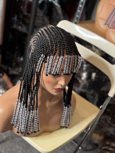 Fringe beaded braided wig - fringe,