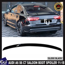 REAR BOOT TRUNK LIP SPOILER WING FOR AUDI A6 S6 C7 SALOON GLOSS BLACK 2011-2018