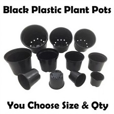 Strong Black Plastic Garden Plant Pot Flower Pots in Various Sizes 1 to 20 Litre