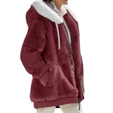 Womens Winter Warm Fleece Hoodies Coat Jacket Ladies Outwear Overcoat Plus Size