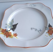 Art Deco Plate Johnson Bros Side Orange Pareek Rare Vtg 22cm Country House Good