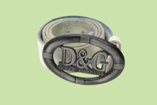 DOLCE & GABBANA Belt Men's ONE SIZE Western Style Buckle Logo Print White