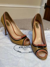 PRADA Women's High Heel Shoes Size Uk 5.5 EU38.5 Beige Patent Leather