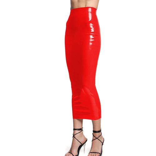 Pvc leather midi pencil - pvc,