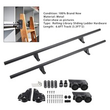 6.6FT Round Tube Rolling Library Sliding Ladder Hardware Kit with Brake.