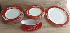 Vintage Pyrex JAJ Claret/White Hawthorn Dinner Service Set 15 Piece Bundle 1970s