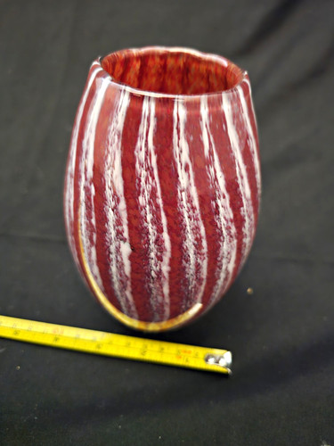 Unmarked art glass vase red - glass, &