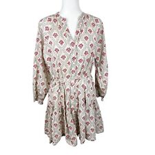 Primark Dress Women 10 Beige Floral All Over Print Belted L/S Mini Button Up
