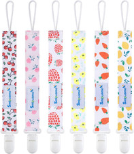 Dummy Clips Girl,6 Pack BPA Free Soother Chain,Pacifier Holder Clips 