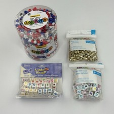 Assorted Multicolor Pony & Alphabet Letter Beads Bulk Lot Of 4 Pks Kids Crafts