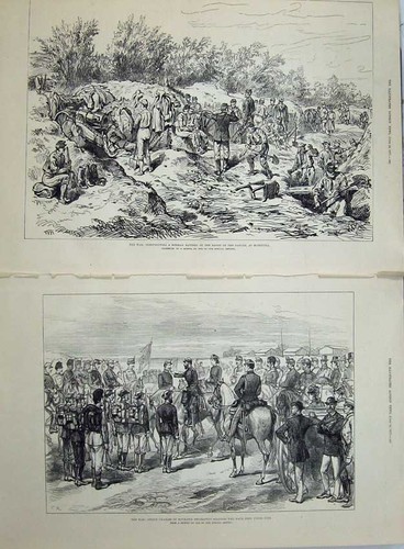 Original old antique print - old, war