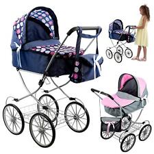 Baby Doll Pushchair Basket Carry Bag Buggy Blue Pink Doll Vintage Pram BiBi Doll