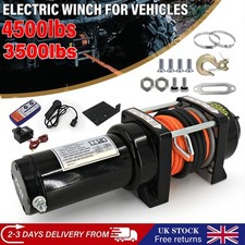 12V 4500lbs Electric Winch Synthetic Cable Wireless Remote Quad Bike ATV Boat UK