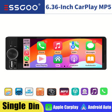 Single DIN 6.36" Wireless Apple CarPlay Android Auto Car Radio Stereo Bluetooth
