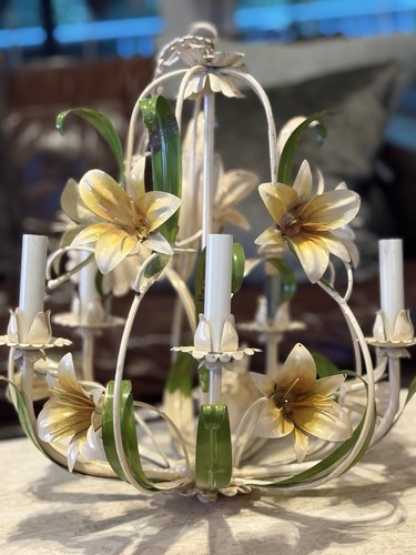 Vintage 60s chandelier painted - 60s,