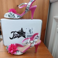 Joe Browns BEAUTIFUL PINK WHITE FLORAL HEELED SHOES,  BNIB Size 6
