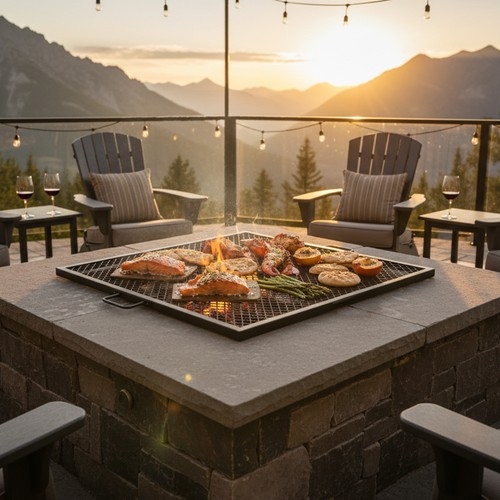 Square folding camping grill - folding,