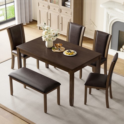 Piece dark walnut dining - 6-piece,