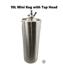 10L Stainless Steel Mini Keg with/without Tap Head for home brew beer/cider/soda