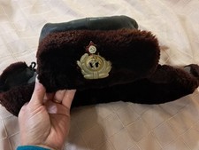Navy Ushanka Hat Winter Cockade Officer Soldier Soviet Army Military USSR Rare