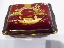 Carlton Ware Rouge Royale small lidded Trinket Box Mikado style design