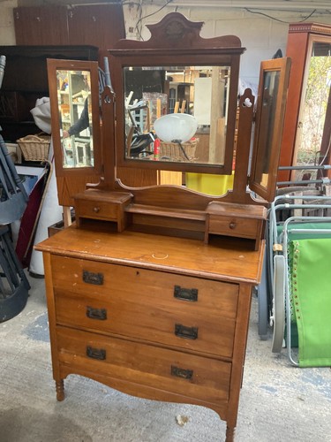 Brown wooden dressing table - brown,