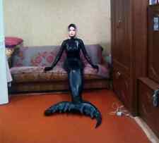 Sexy Black Latex Mermaid Catsuit | Full-Body Fetish Suit with Tail & Zip XXL