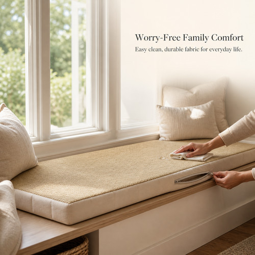 Fabric bay window seat - fabric,