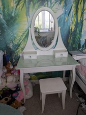 IKEA HEMNES dressing table with mirror + Wooden Stool