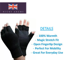 Fingerless Gloves Black  Mens