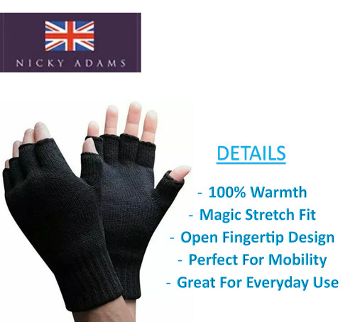 Fingerless gloves black mens - fingerless,