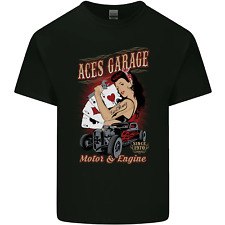 Aces Garage Hotrod Hot Rod Dragster Car Mens Cotton T-Shirt Tee Top