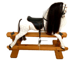 Wooden Rocking Horse On Solid Pine Plinth
