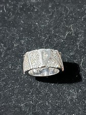 Swarovski Clear Wide Band Rhodium Plated Ring size 55 - Free Pouch £20+