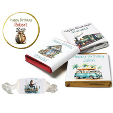 Personalised Milk Chocolate Neapolitan Dad Fishing Shed Sea Campervan Train