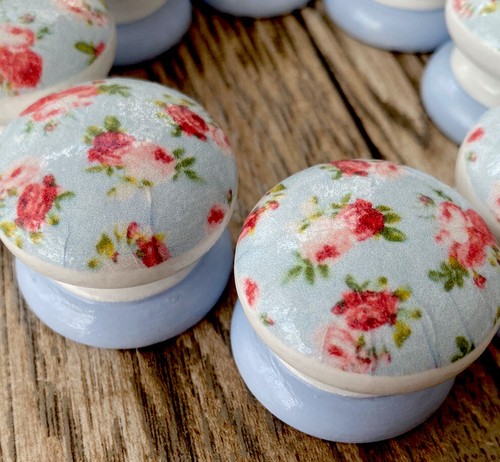 Blue shabby chic ditsy rose - shabby,