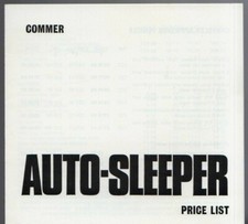 Commer PB Spacevan Auto-Sleeper Caravan Price List 1975-76 UK Foldout Brochure