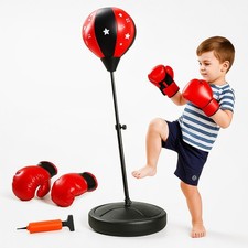 CHILDREN KIDS JUNIOR BOXING PUNCH BALL BAG FREE STANDING SET WITH MITTS GLOVES