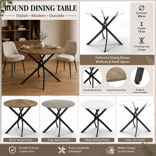 Modern 80cm round - 80cm, dining