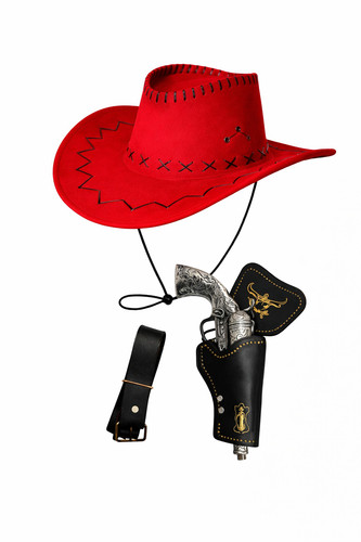 Red cowboy hat gun holster - cowboy,