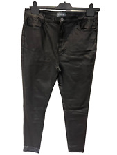 SOSANDAR  BLACK WAX COATED TAPERED LEG TROUSER /JEANS  SIZE 16R