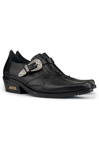 Men black leather goth - goth, shoes