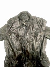 Vintage Hugo Boss Men's 100% Leather Jacket Large CUNO-N Black 02202/197 size 56