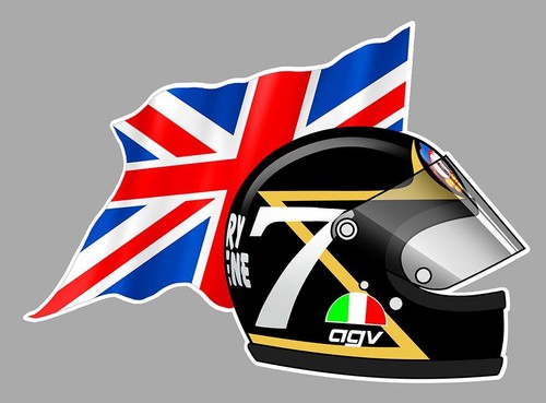 Barry sheene helmet right flag - sheene,