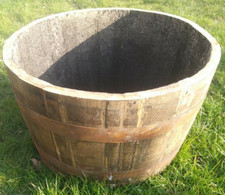  Genuine Half Whisky Barrel Planter Oak Whiskey Plant Container Flower Pot