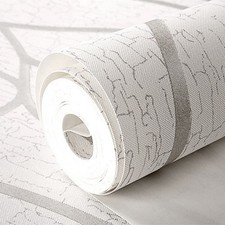 3D Damask Wave Wallpaper Silver Grey Luxury Embossed Stripe Textured Thick Roll.